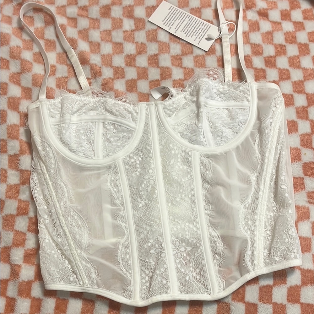 White Lace Corset Top